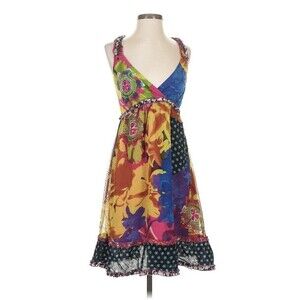 DESIGUAL By CHRISTIAN LACROIX Y2K Mini Dress Babydoll Colorful Patchwork Small